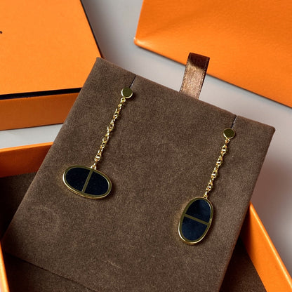 [Amore Jewels]CHAINE VERSO BLACK CERAMIC EARRINGS