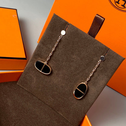 [Amore Jewels]CHAINE VERSO BLACK CERAMIC EARRINGS
