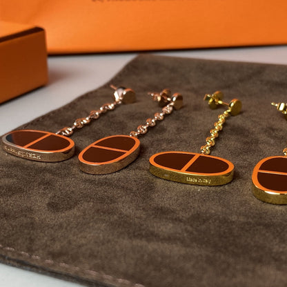 [Amore Jewels]CHAINE VERSO BLACK CERAMIC EARRINGS