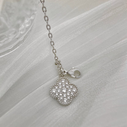 [Amore Jewels]CLOVER 5 MOTIFS SILVER DIAMONDS NECKLACE