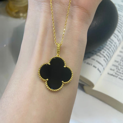 [Amore Jewels]CLOVER 25MM NECKLACE GOLD ONYX