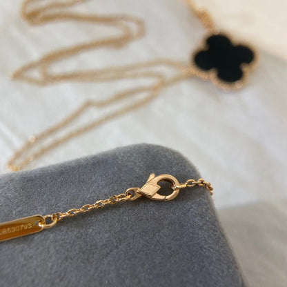 [Amore Jewels]CLOVER 25MM NECKLACE GOLD ONYX