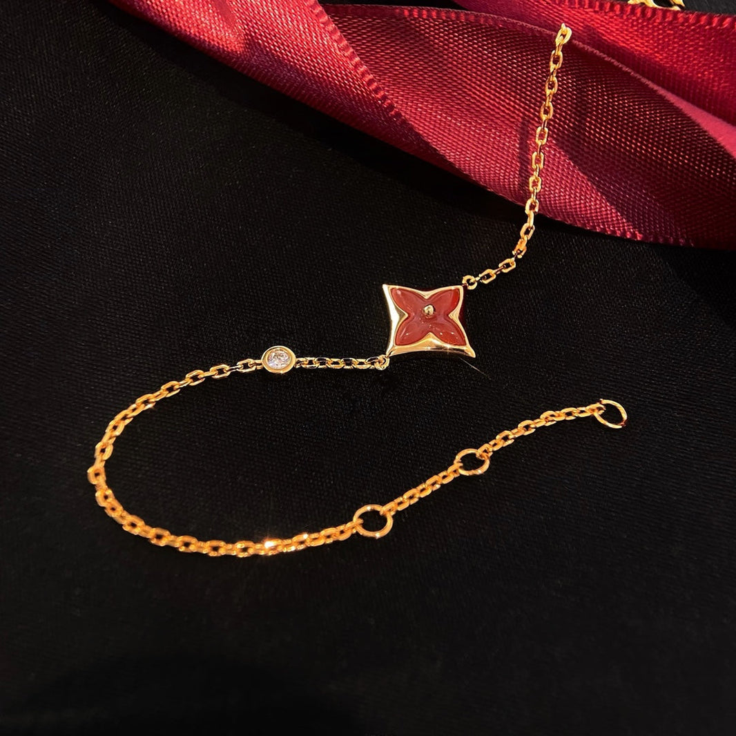 [Amore Jewels]COLOR STAR CARNELIAN PINK GOLD DIAMOND BRACELET