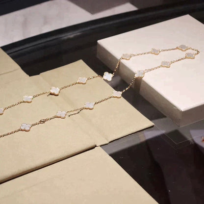 [Amore Jewels]CLOVER 20 MOTIFS WHITE MOP NECKLACE