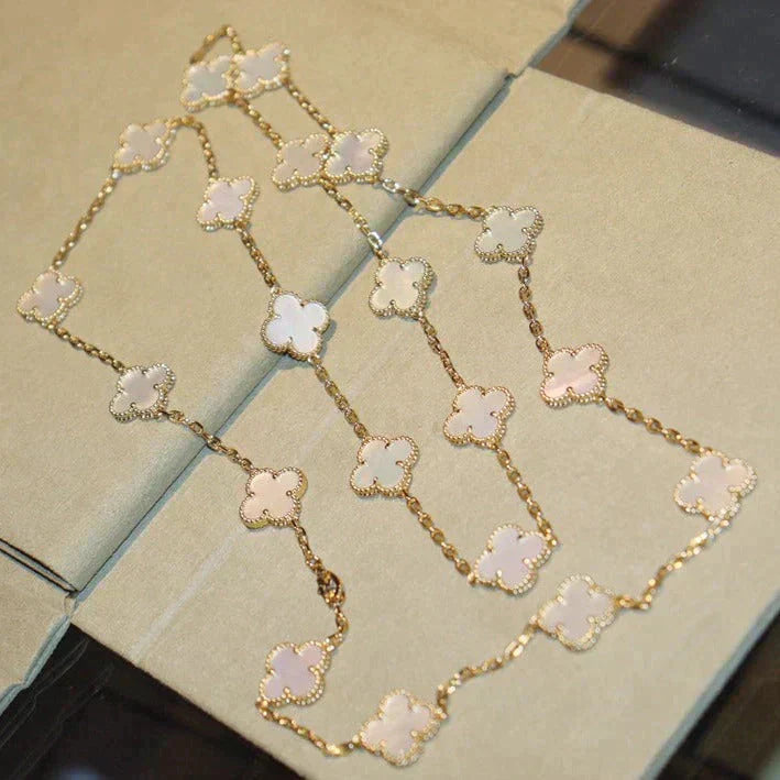 [Amore Jewels]CLOVER 20 MOTIFS WHITE MOP NECKLACE