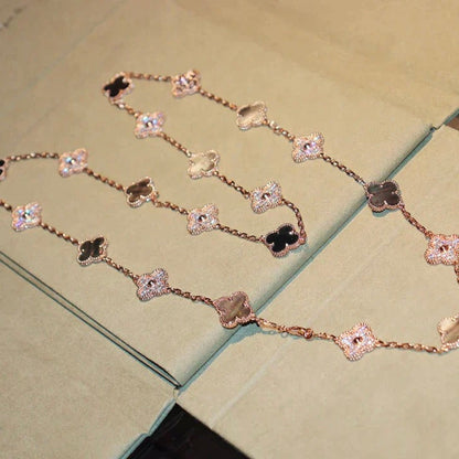 [Amore Jewels]CLOVER 20 MOTIFS DARK MOP DIAMOND  NECKLACE