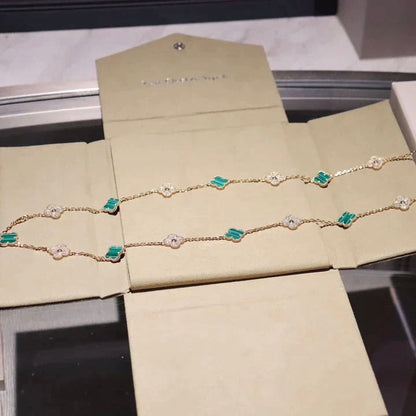 [Amore Jewels]CLOVER 20 MOTIFS MALACHITE DIAMOND NECKLACE