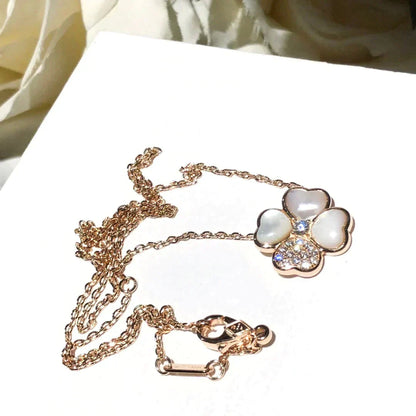 [Amore Jewels]CLOVER MOP DIAMOND ROSE GOLD NECKLACE