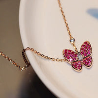 [Amore Jewels]BUTTERFLY RED DIAMOND ROSE GOLD NECKLACE