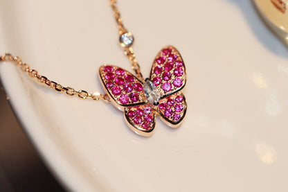 [Amore Jewels]BUTTERFLY RED DIAMOND ROSE GOLD NECKLACE