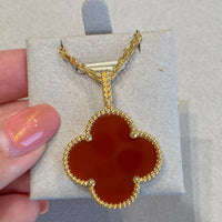 [Amore Jewels]CLOVER 25MM NECKLACE GOLD CARNELIAN