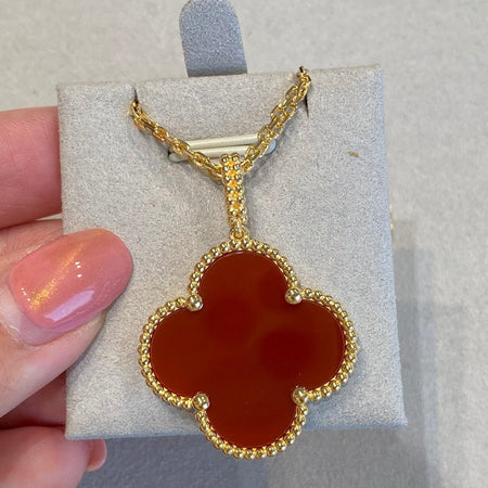 [Amore Jewels]CLOVER 25MM NECKLACE GOLD CARNELIAN