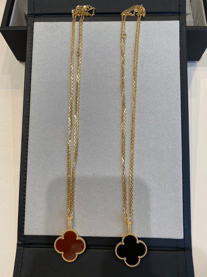 [Amore Jewels]CLOVER 25MM NECKLACE GOLD CARNELIAN
