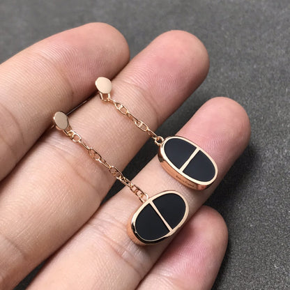 [Amore Jewels]CHAINE VERSO BLACK CERAMIC SILVER EARRINGS