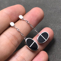 [Amore Jewels]CHAINE VERSO BLACK CERAMIC SILVER EARRINGS