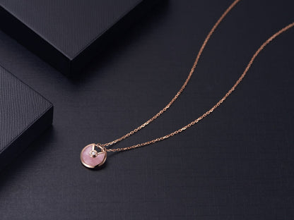 [Amore Jewels]AMULETTE ROSE GOLD PINK MOP NECKLACE