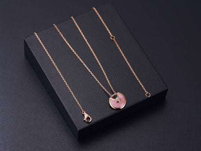 [Amore Jewels]AMULETTE ROSE GOLD PINK MOP NECKLACE