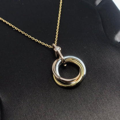 [Amore Jewels]TRINITY SILVER GOLD PINK GOLD NECKLACE