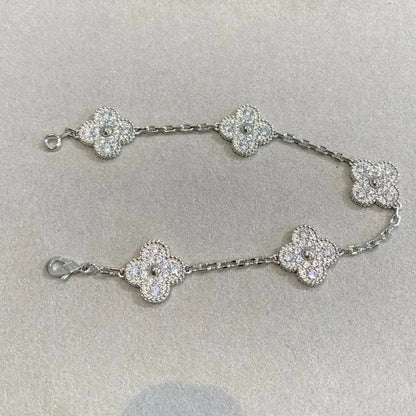 [Amore Jewels] CLOVER 5 MOTIF FULL DIAMOND BRACELET COLLECTION