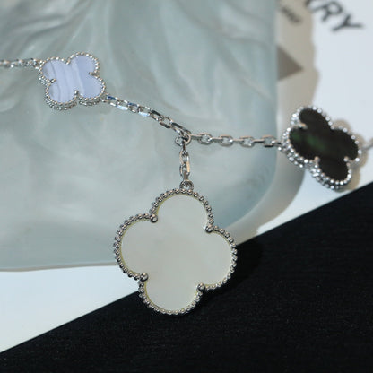 [Amore Jewels]CLOVER BRACELET 5 MOTIFS MOP CHALCEDONY SILVER