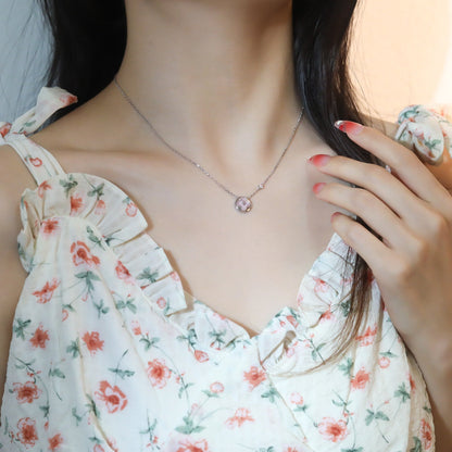 [Amore Jewels]SUN PEDANT PINK GOLD 1 DIAMOND NECKLACE
