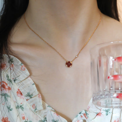 [Amore Jewels]SUN PEDANT PINK GOLD 1 DIAMOND NECKLACE