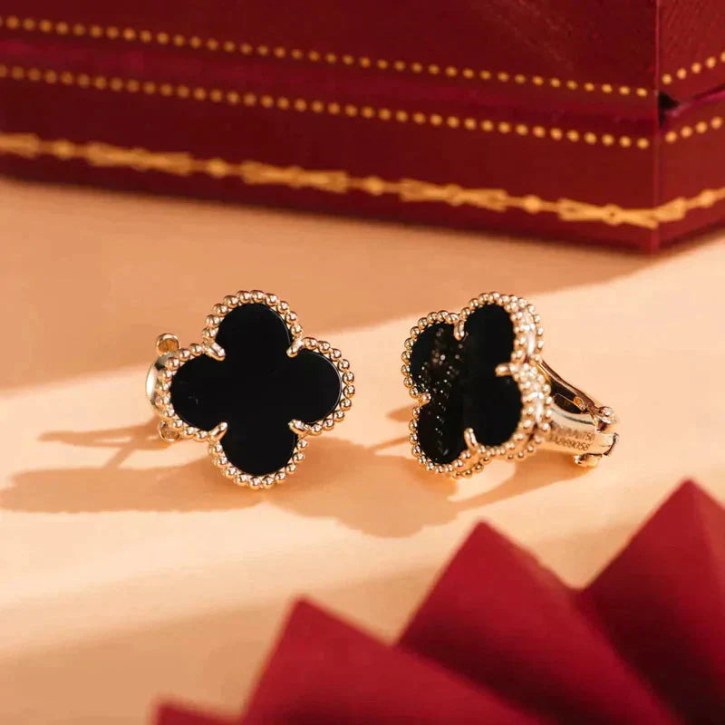 [LEGEND]CLOVER MEDIUM 1 MOTIFS  ONYX STUD EARRINGS