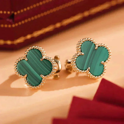 [Amore Jewels]CLOVER MEDIUM 1 MOTIFS MALACHITE  EARRINGS