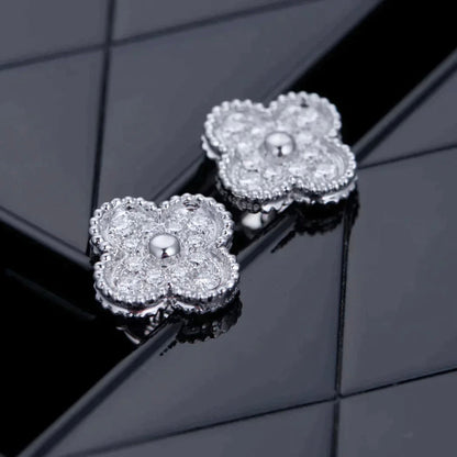[Amore Jewels]CLOVER 1 MOTIFS DIAMOND STUD EARRINGS SILVER