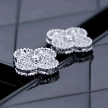 [Amore Jewels]CLOVER 1 MOTIFS DIAMOND STUD EARRINGS SILVER
