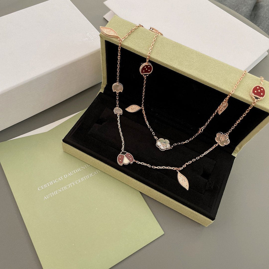 [Amore Jewels]LUCKY SPRING 15 MOTIFS ROSE GOLD NECKLACE