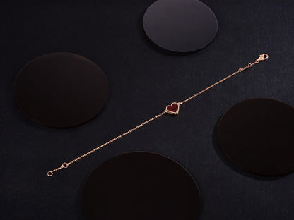 [Amore Jewels]HEART CARNELIAN PINK GOLD BRACELET