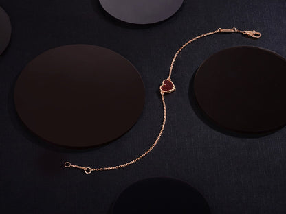 [Amore Jewels]HEART CARNELIAN PINK GOLD BRACELET