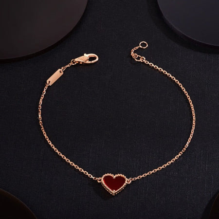[Amore Jewels]HEART CARNELIAN PINK GOLD BRACELET