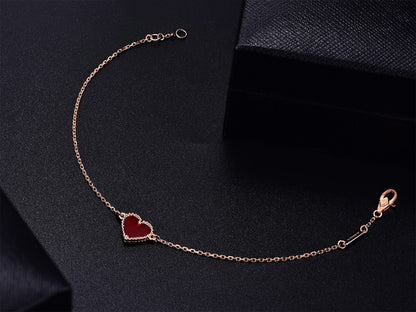 [Amore Jewels]HEART CARNELIAN PINK GOLD BRACELET