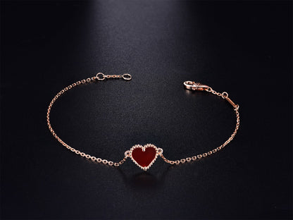 [Amore Jewels]HEART CARNELIAN PINK GOLD BRACELET