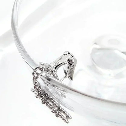 [Amore Jewels]CLOVER 2 MOTIFS  DIAMOND ONYX EARRINGS SILVER