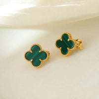 [Amore Jewels]CLOVER MEDIUM 1 MOTIFS MALACHITE  EARRINGS