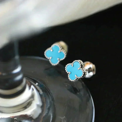 [Amore Jewels]CLOVER MINI TUROUOISE SILVER STUD EARRINGS