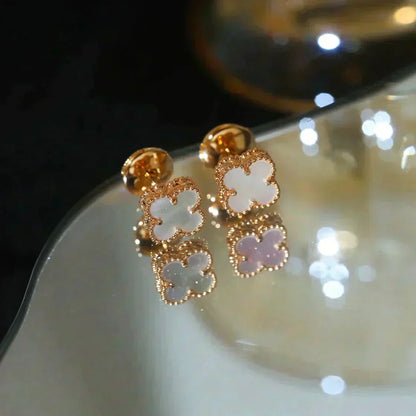 [Amore Jewels]CLOVER MINI 9.5MM WHITE MOP EARRINGS