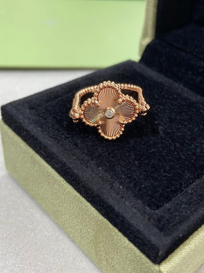 [Amore Jewels]CLOVER RIVERSIBLE PINK GOLD RING