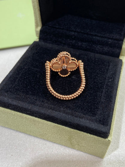 [Amore Jewels]CLOVER RIVERSIBLE PINK GOLD RING