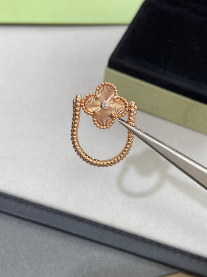 [Amore Jewels]CLOVER RIVERSIBLE PINK GOLD RING