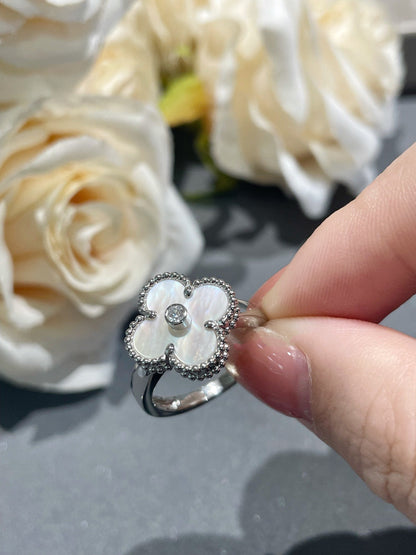 [Amore Jewels]CLOVER SILVER MOP DIAMOND RING