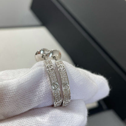 [Amore Jewels]LOVE DIAMOND SILVER HOOP EARRINGS