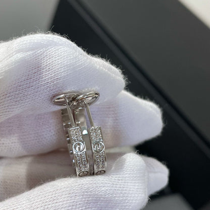 [Amore Jewels]LOVE DIAMOND SILVER HOOP EARRINGS