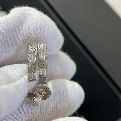 [Amore Jewels]LOVE DIAMOND SILVER HOOP EARRINGS