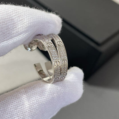 [Amore Jewels]LOVE DIAMOND SILVER HOOP EARRINGS