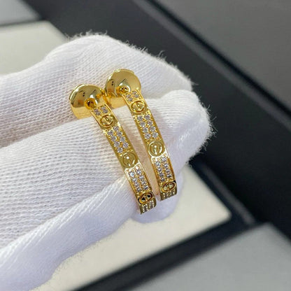 [Amore Jewels]LOVE EARRINGS 3.6MM DIAMOND PAVED