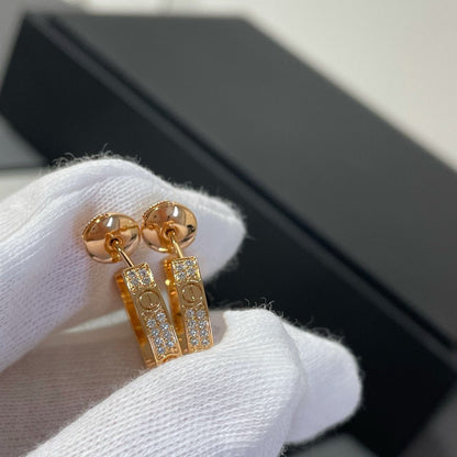 [Amore Jewels]LOVE DIAMOND PINK GOLD HOOP EARRINGS